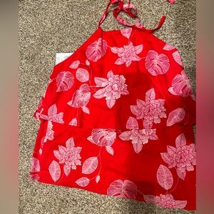 NWT Roxy pink & white halter (back less) top